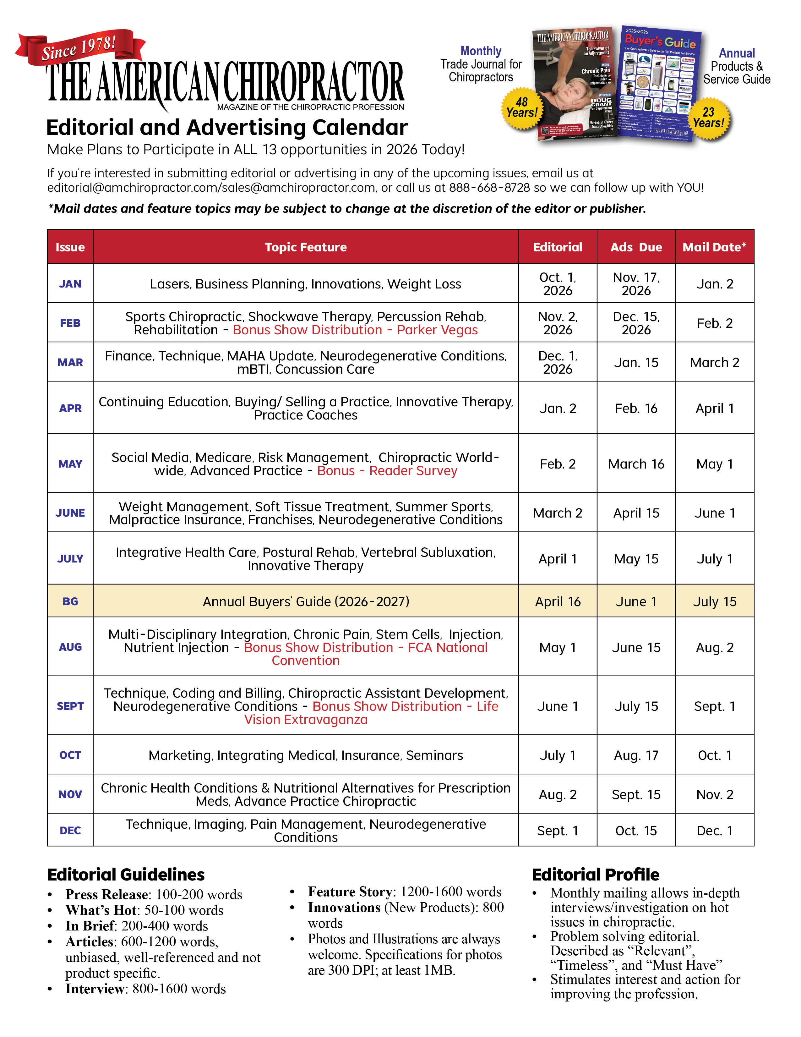 Editorial Calendar 2025 Cover